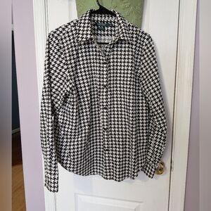 Lauren Ralph Lauren Black and White Houndstooth Shirt